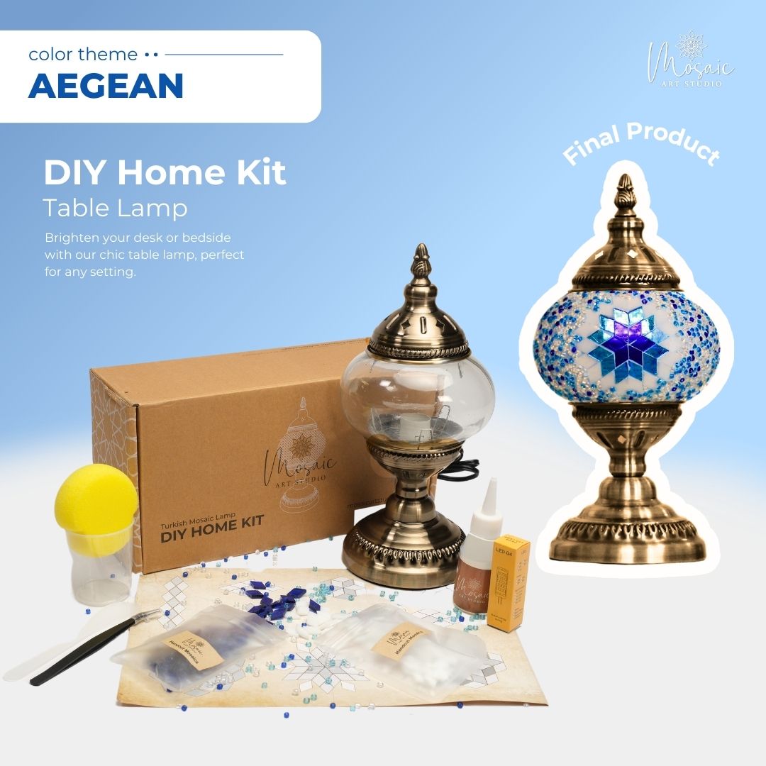 DIY Turkish Mosaic Lamp Kit – Aegean Color Theme