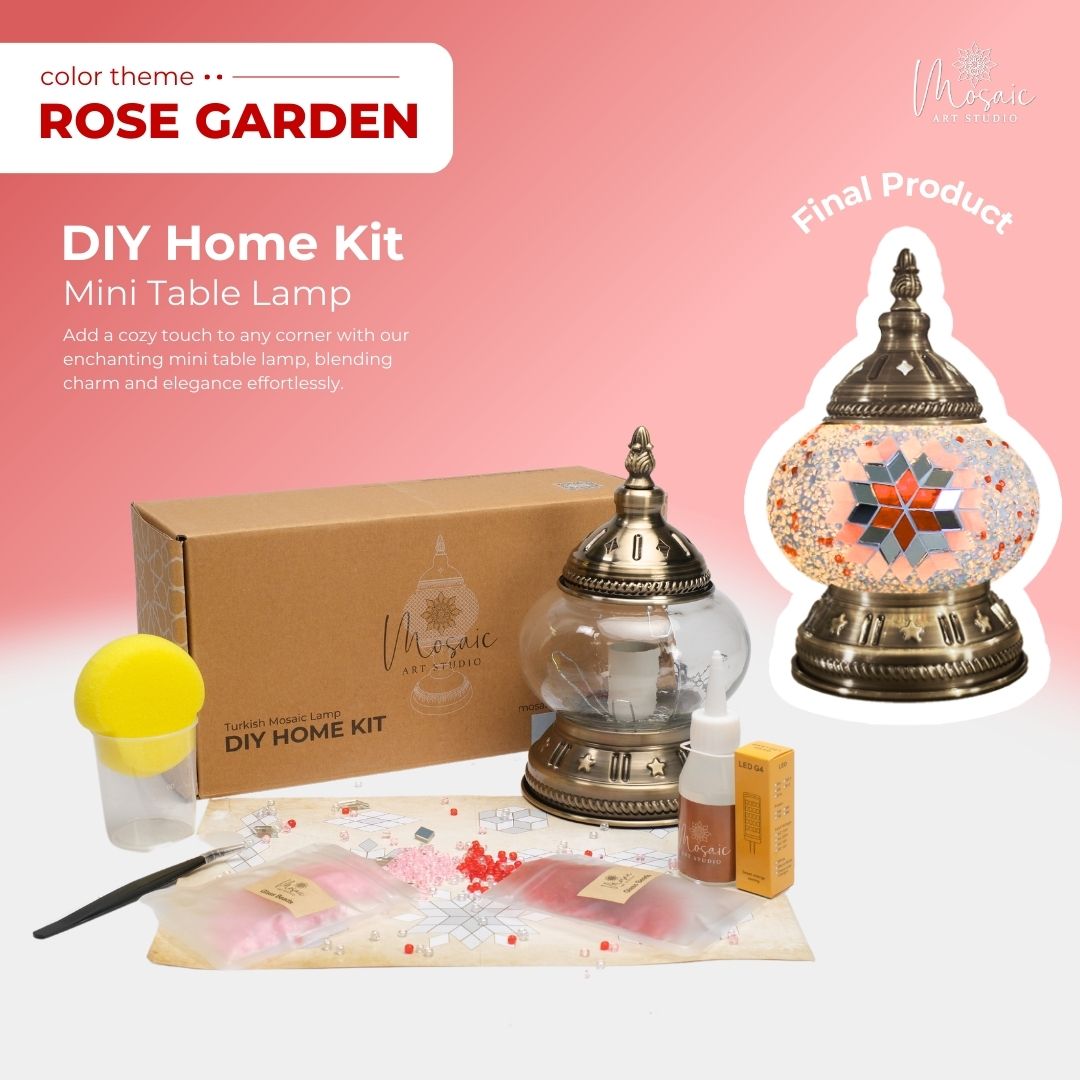 Turkish Mosaic Lamp DIY Kit – Rose Garden Theme