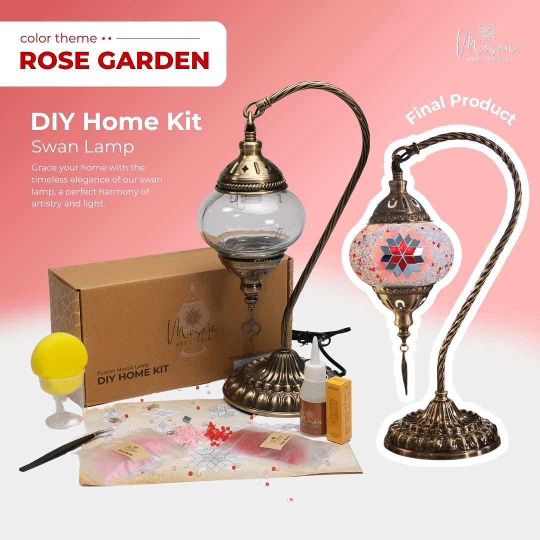 Turkish Mosaic Lamp DIY Kit – Rose Garden Theme